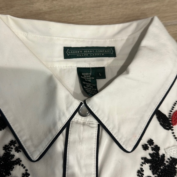 Beautiful Ralph Lauren Western Snap buttons shirt beaded size L cowboy shirt - Picture 5 of 13